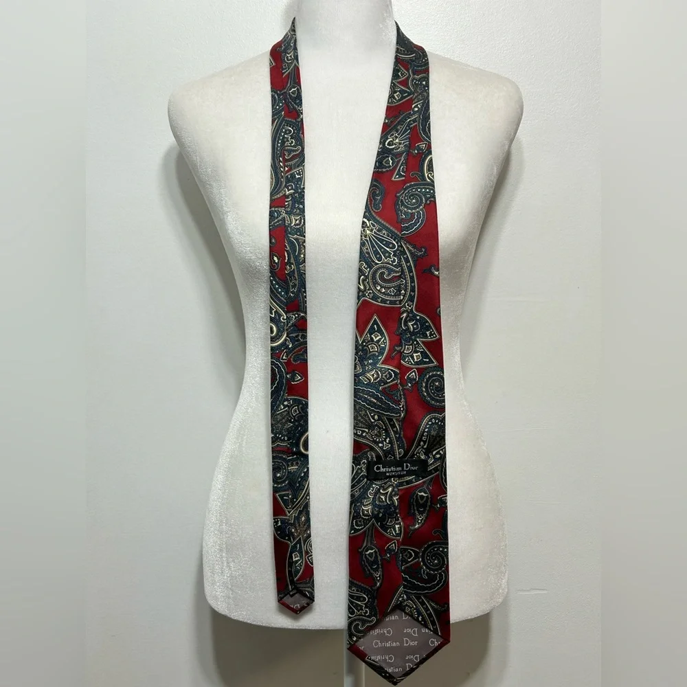 Christian Dior Monsieur 100% Silk Paisley Necktie